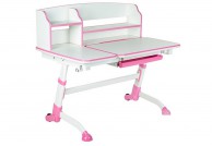 biurko dla dzieci amare II, biurka do pokoju dziecka amare II, różówo białe biurko amare II, biurko z regulacją wysokości amare