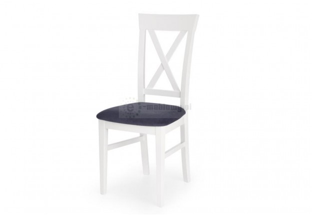 Drewniane krzesło biało granatowe Bergamos, krzesło z drewna bukowego białe