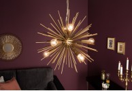 złoty żyrandol, lampa wisząca Starfire, oświetlenie do salonu, nowoczesny żyrandol złoty