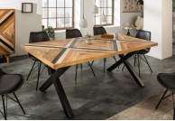  stół 160 cm w okleinie z drewna mango Iks, stoły w industrialnym stylu