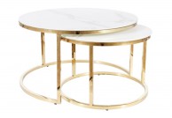 Zestaw dwóch biało złotych stolików Muse, stoliki w stylu glamour muse