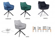 Krzesło z funkcją obracania 180 Azalia Velvet, krzesła z aksamitu, krzesła nowoczesne azalia