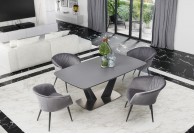 Stół rozkładany 160-220 cm Fangor - ciemny szary + czarny, stół rozkładany do jadalni