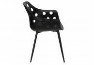 Czarne, ażurowe krzesło z tworzywa Sajt, czarne krzesła Sajt