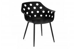 Czarne, ażurowe krzesło z tworzywa sajt