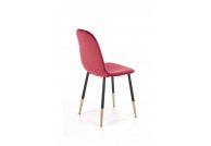 krzesło z tkaniny aksamitnej, krzesło złote nogi, bordowe krzesła bruce