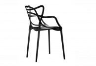 CZARNE KRZESŁO Z POLIPROPYLENIU HILO PREMIUM, czarne krzesła plastikowe na taras, krzesła ogrodowe